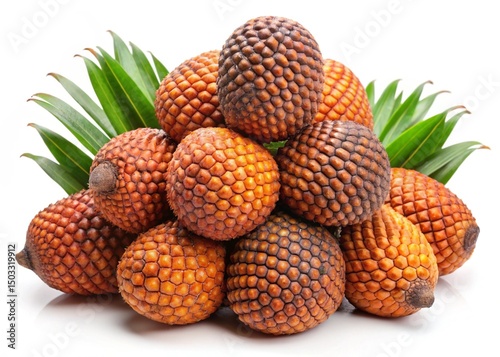  moriche palm fruit isolated on white background photo
