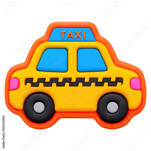 Bright and Colorful Taxi Cab Toy for Kids in Playful Design, isolated on transparent background.