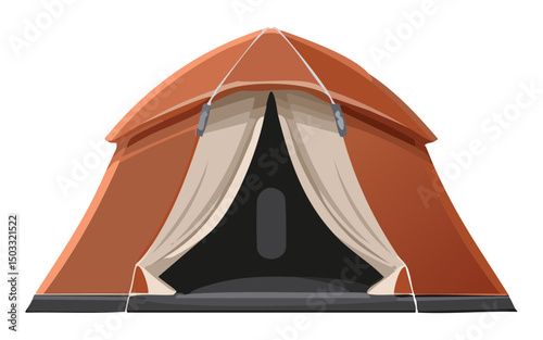 cozy orange brown camping tent open flap
