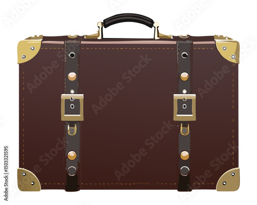 Brown Suitcase with Gold Buckles