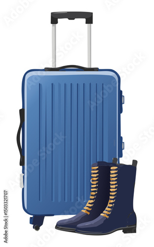 organized blue suitcase with travel essentials