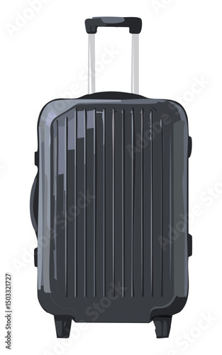 classic black ribbed travel suitcase