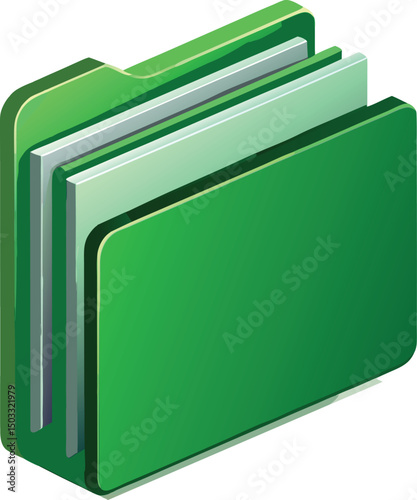 Editable vector of green file folder in 3D.