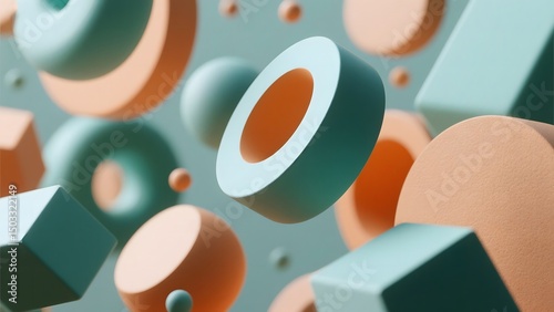 Abstract Geometric Shapes in Pastel Tones