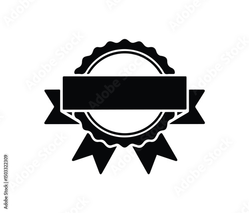 Quality Service Badge Vector Black Silhouette Emblem for Certified and Guaranteed Services.