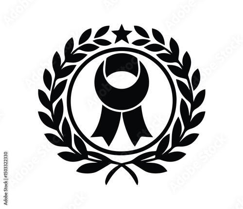 Quality Service Badge Vector Black Silhouette Emblem for Certified and Guaranteed Services.