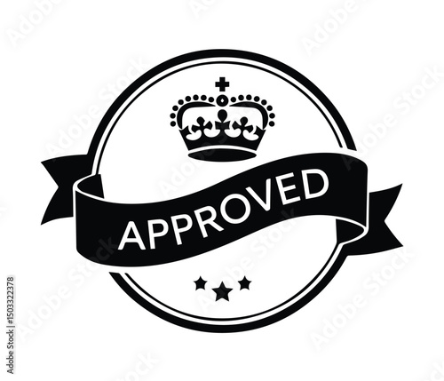 Quality Service Badge Vector Black Silhouette Emblem for Certified and Guaranteed Services.