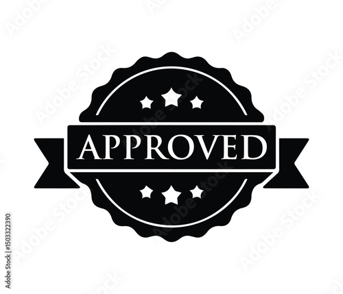 Quality Service Badge Vector Black Silhouette Emblem for Certified and Guaranteed Services.
