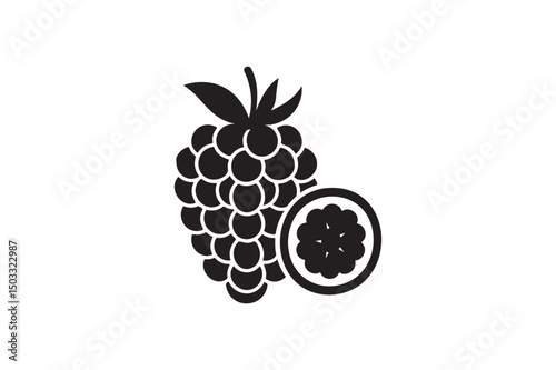 Blackberry fruit silhouette vector art illustration on white background