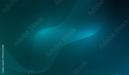 Teal Gradient with Light Blue Wavy Lines: A Modern, Abstract Design for Digital Backgrounds and Creative Projects, Offering a Sense of Flow and Minimalistic Style