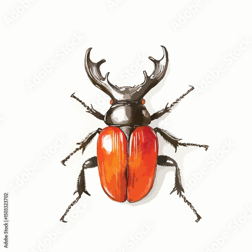 Detailed Illustration of a Majestic Stag Beetle