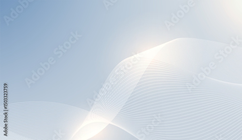 Abstract Light Blue Gradient Background with White Wavy Lines for Modern Designs and Templates, Representing Smoothness and Subtle Motion with a Soft, Calming Aesthetic