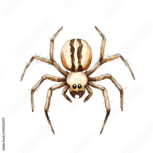 Detailed Illustration of a Striped Spider from Above