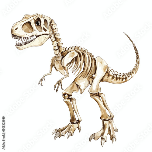 Detailed Illustration of a Tyrannosaurus Rex Skeleton (1)