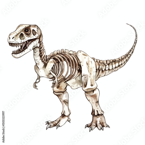 Detailed Illustration of a Tyrannosaurus Rex Skeleton