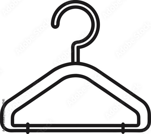 Clothes hanger Vector outline icon isolated on transparent background, line art style