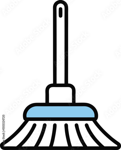 Outline icon of a cleaning tool used for sweeping floors