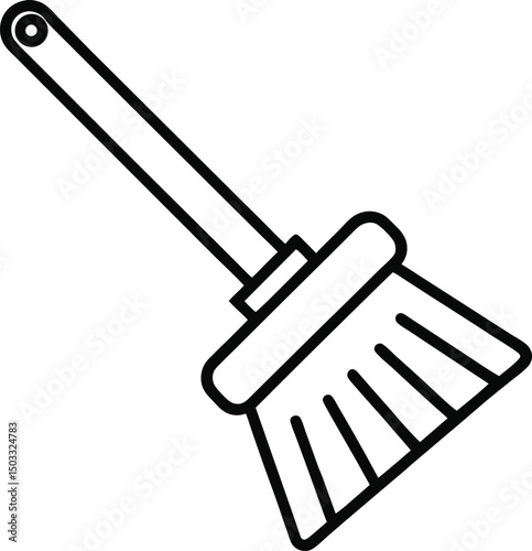 Outline icon of a cleaning tool used for sweeping floors
