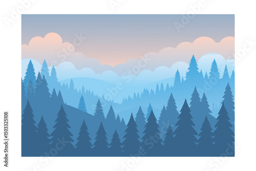 winter mountain landscape with trees