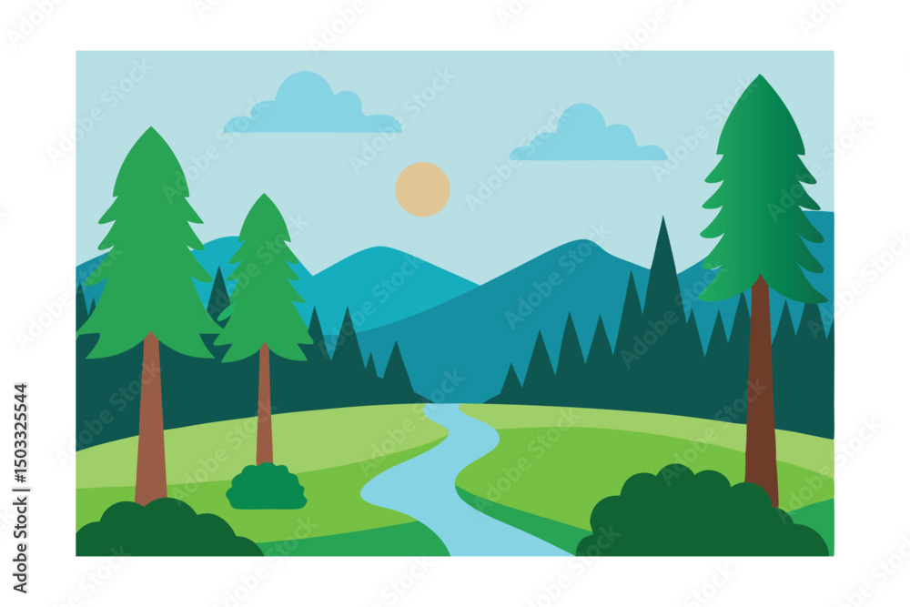 Fototapeta premium landscape with trees and mountains