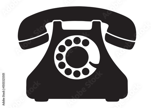vector telephone logo silhouette, telephone logo icon silhouette, old fashioned telephone logo vector silhouette design, telephone silhouette vector illustration on white background.