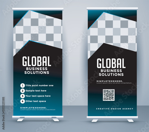Abstract business conference marketing roll up poster template