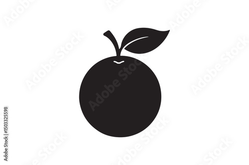 Orange fruit silhouette vector art illustration on white background