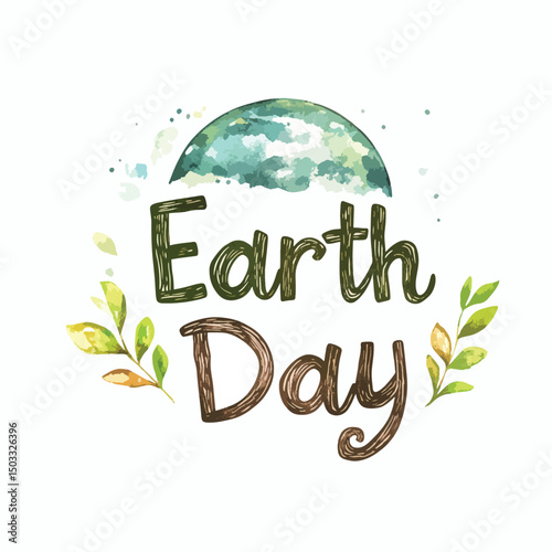 Earth Day Celebration with Watercolor Earth and Floral Accents