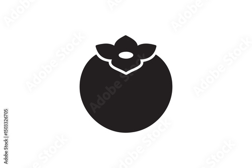 Persimmon fruit silhouette vector art illustration on white background