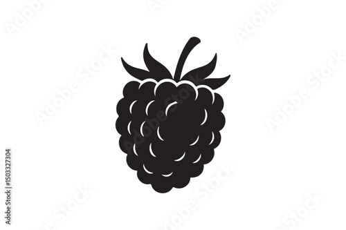 Raspberry fruit silhouette vector art illustration on white background