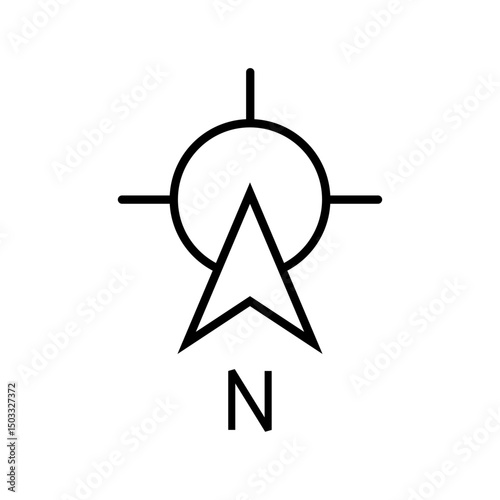 Architectural north arrow and compass outline vector