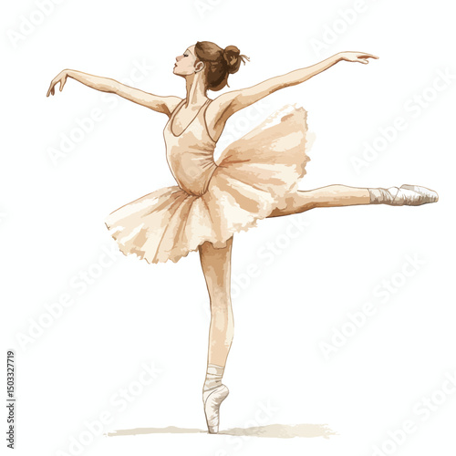 Graceful Ballerina in MidAir Pose Artistic Watercolor Style