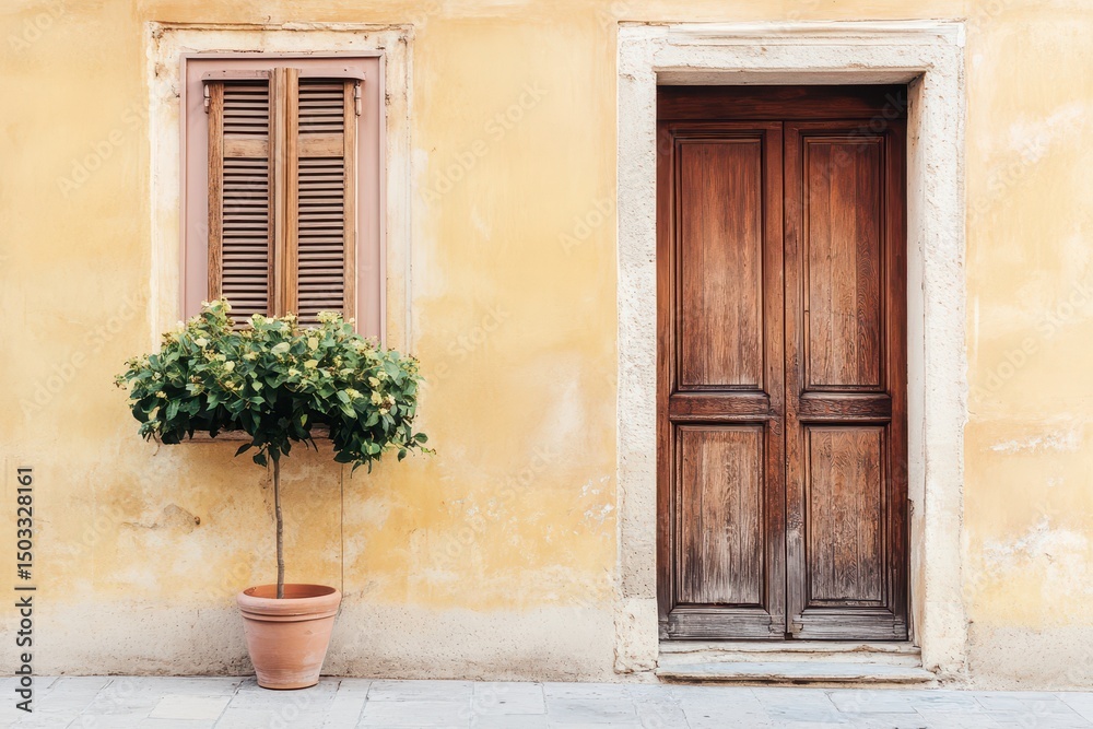 Fototapeta premium Charming door entry with potted plant