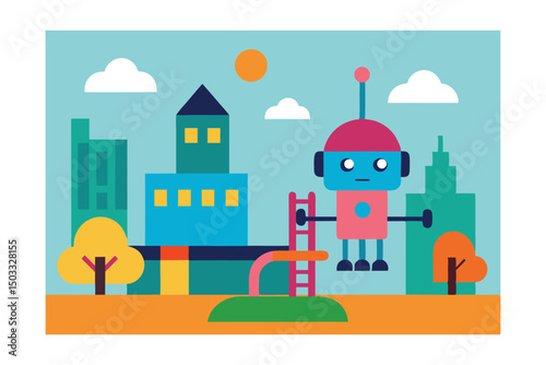 vector illustration of a robot playground