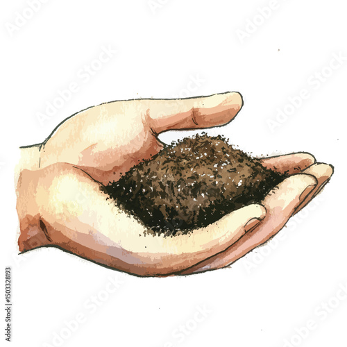 Handful of Dark Brown Soil with Visible Texture