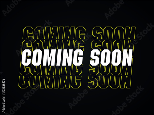 Coming soon typography on dark background social media post design trendy template