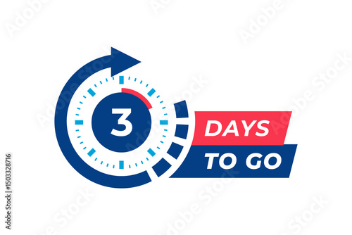 vector illustration of three days to go countdown timer clock icon