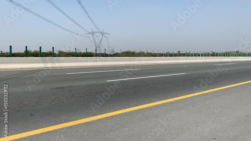 PAKISTAN PUNJAB 2024 19 MAY: Truck. Pakistani Truck on the motorway towards Lahore ring road. CPEC. China to Pakistan. loading truck with gas and oil. Transportation. Pakistani transport. Motorway M5.
