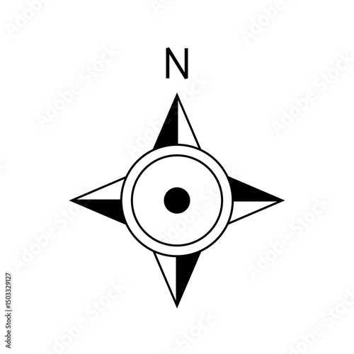 Architectural north arrow and compass outline vector