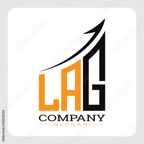 LAG Company Logo Design Growth vector, LAG Upward Arrow Business Success Logo vector, LAG Corporate Branding Logo , LAG logo design, LAG simple and modern logo, LAG business finance logo design, etc.