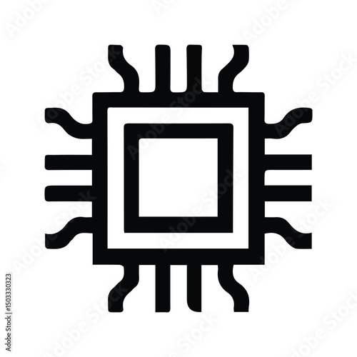 Processor Chip Icon. Computer Processor Chip Board Illustration. CPU processor technology.