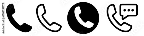 Ringing phone icon set. Telephone Call Signs and Contact Us Symbols, Vector Illustration.