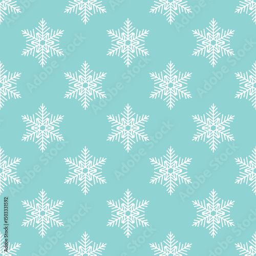 Snowflakes seamless pattern, hand drawn vector line illustration. Graphic outline doodle drawing. Christmas and New Year background for winter designs, gift wrapping, packaging, textile, wallpaper.