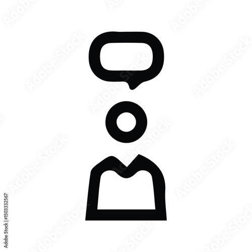 People Icon. Illustration of a Person with Speech Bubble Symbol. Symbol of Talking in Heart. Person Thinking.