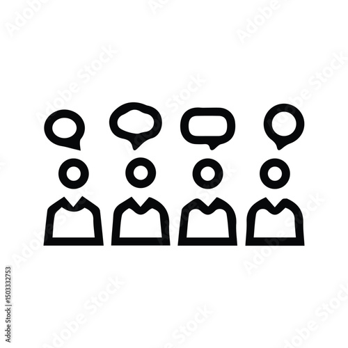 Talking People Icon Set. Illustration of People with Speech Bubble Symbol. Talking In Heart Symbol. People Thinking.