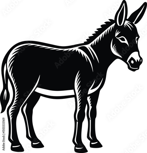 Black horse vector illustration of a running stallion silhouette