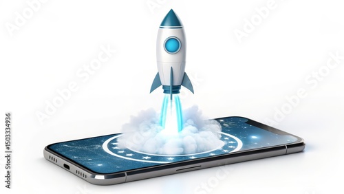 Mobile Rocket Launch App Startup Concept, Mobile App, Startup