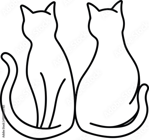Black and white cat vector silhouette illustration on a white background