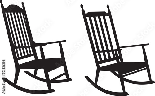 Classic wooden rocking chair furniture silhouette vector illustration