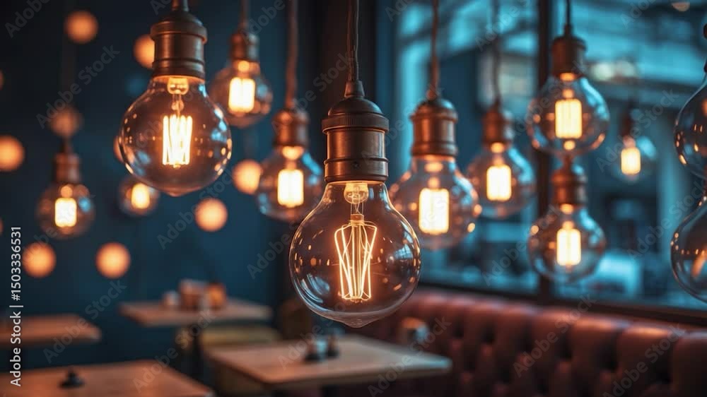 Position retro lamp on a dark background with diverse shapes.